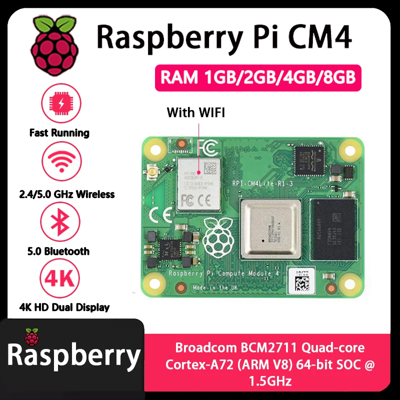 Raspberry Pi CM4 1GB/2GB/4GB/8 - مراجعة Raspberry Pi Compute Module 4 8Gb 32Gb Emmc وسعره